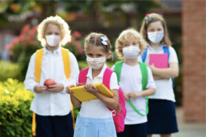 Children with mask at school